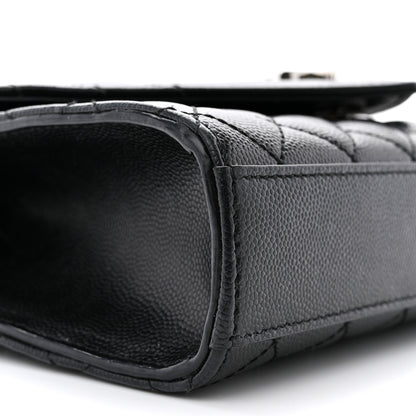 Saint Laurent Grain De Poudre Textured Mixed Matelasse Triquilt Small Monogram Satchel Black 8 of 9