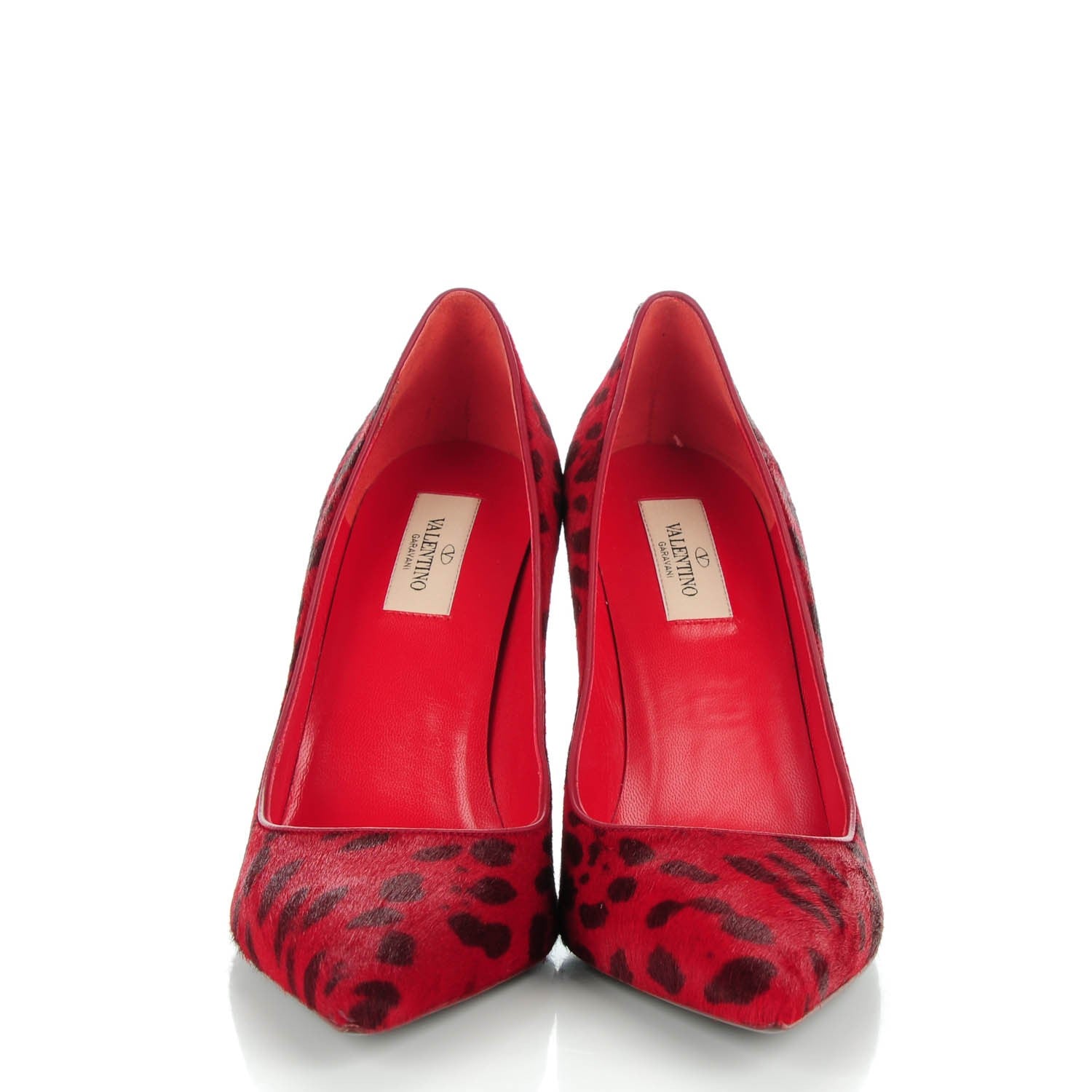 Valentino Garavani Calf Hair Leopard Print Rockstud New Plain 100mm Pumps 40 Red 2 of 9