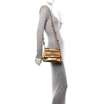 Dolce & Gabbana Snakeskin Small Miss Sicily Satchel Gold 2 of 10