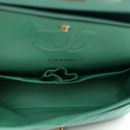 Chanel Caviar Flat Chevron Quilted Small Double Flap Green 6 of 13