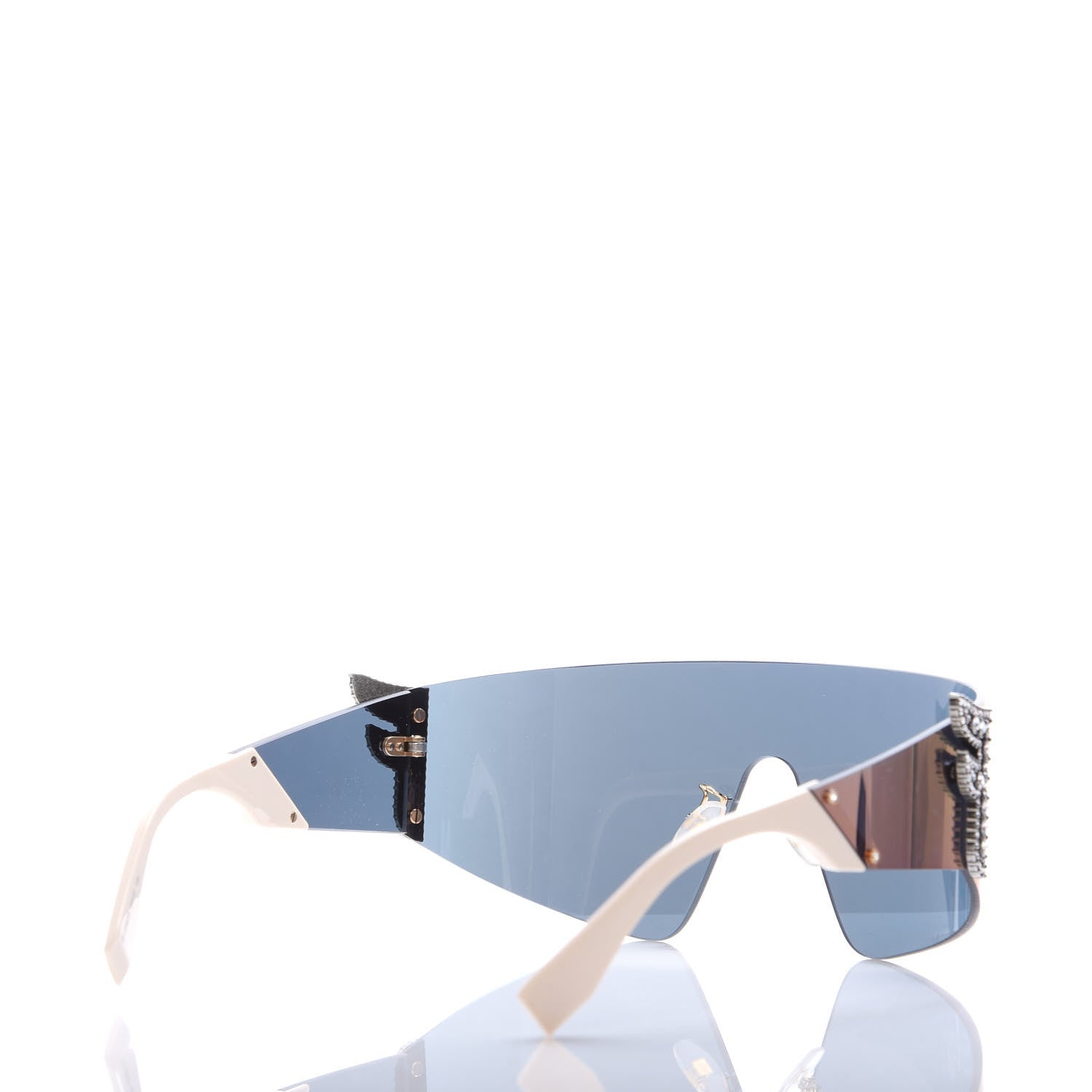 Fendi Mirrored Crystal Embellished FFreedom Shield Sunglasses FF 0382/S Pink 4 of 7