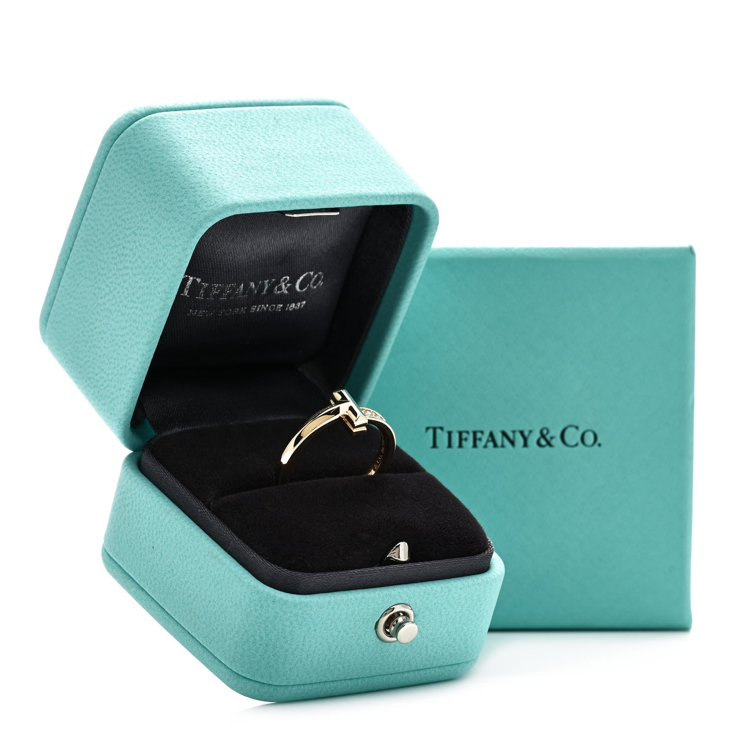 Tiffany 18K Yellow Gold Diamond T T1 Ring 52 6 5 of 5