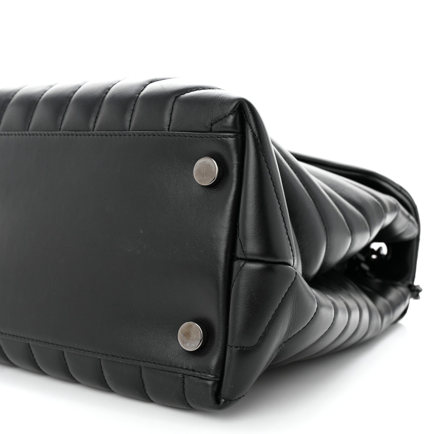 Calfskin Y Quilted Monogram Monochrome Large Loulou Chain Satchel Black