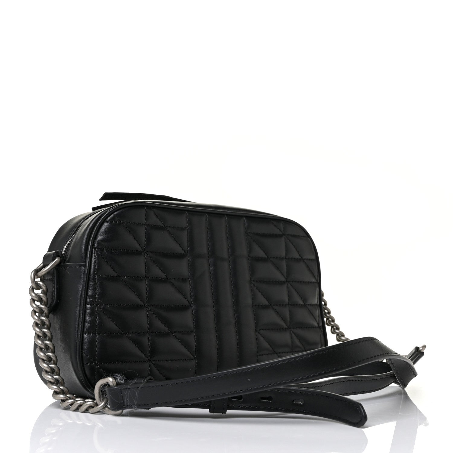 Gucci Calfskin Matelasse Aria Small GG Marmont Chain Shoulder Bag Black 2 of 7