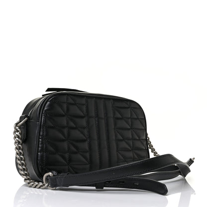 Gucci Calfskin Matelasse Aria Small GG Marmont Chain Shoulder Bag Black 2 of 7