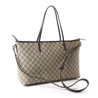 Gucci GG Supreme Monogram Medium Zippered Tote Dark Brown 3 of 11