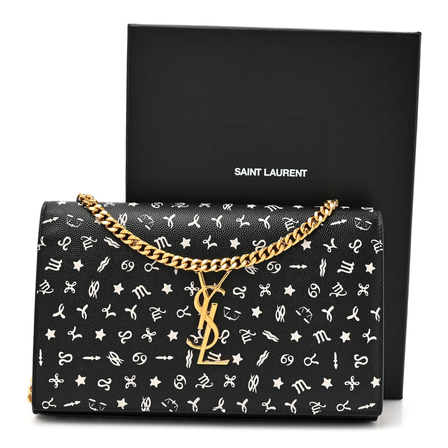Grain De Poudre Zodiac Print Small Monogram Kate Satchel Black Black