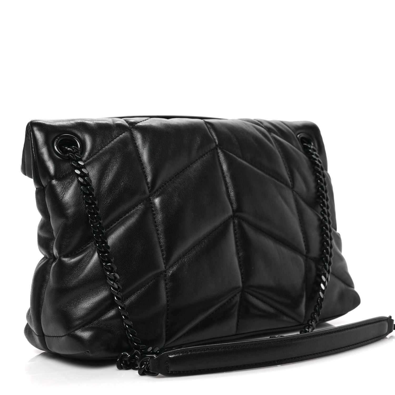 Saint Laurent Lambskin Quilted Monogram Monochrome Small Loulou Puffer Chain Satchel Black 2 of 6