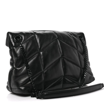 Saint Laurent Lambskin Quilted Monogram Monochrome Small Loulou Puffer Chain Satchel Black 2 of 6