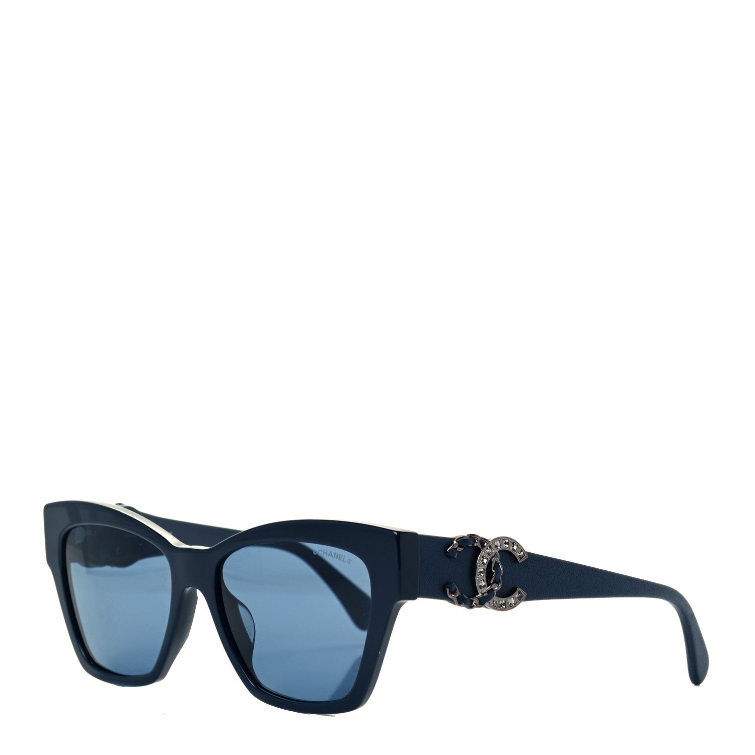 Chanel Acetate Square Cat Eye CC Sunglasses 5456QA Blue 1 of 8