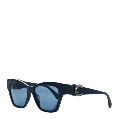 Chanel Acetate Square Cat Eye CC Sunglasses 5456QA Blue 1 of 8