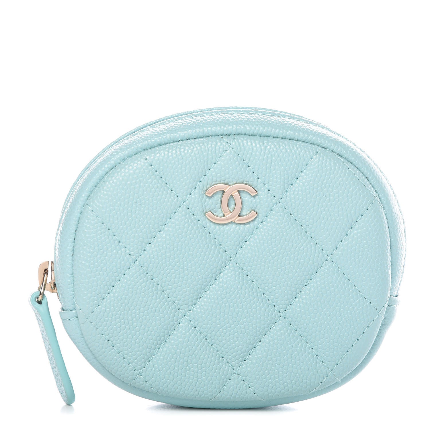 Chanel Caviar Quilted Zip Around Classic Coin Purse Light Blue 1 of 8