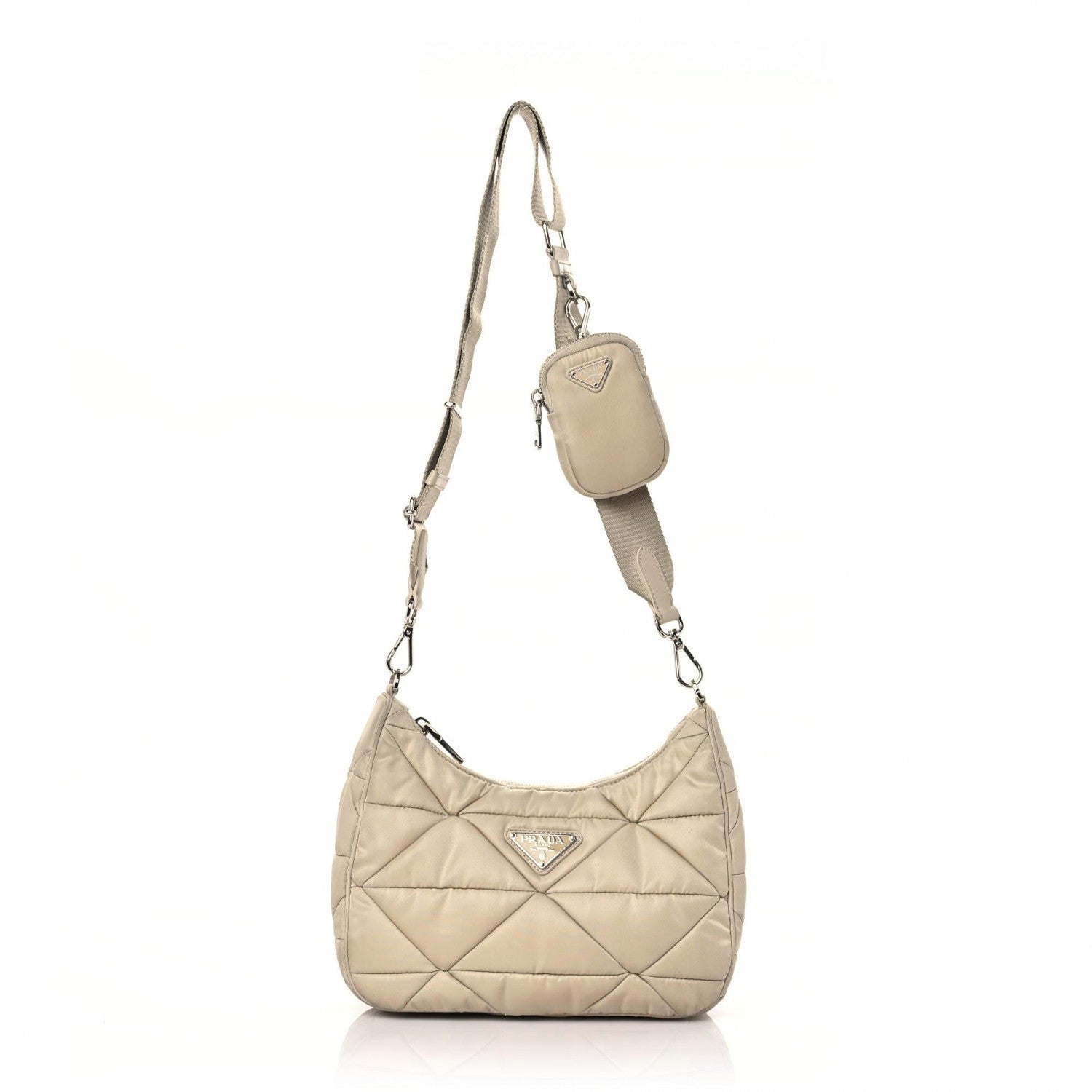 Prada Re-Nylon Triangle Quilted Padded Patchwork System Shoulder Bag Deserto 1 of 12
