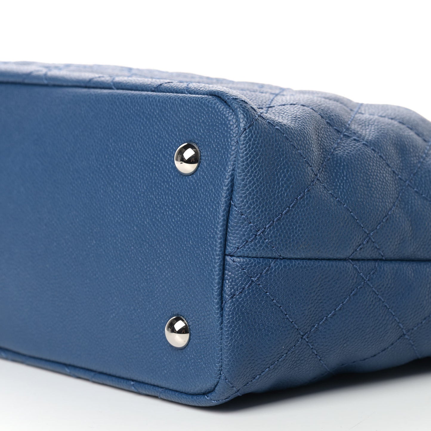 Grained Calfskin Quilted Small Daily Shopping Tote Blue