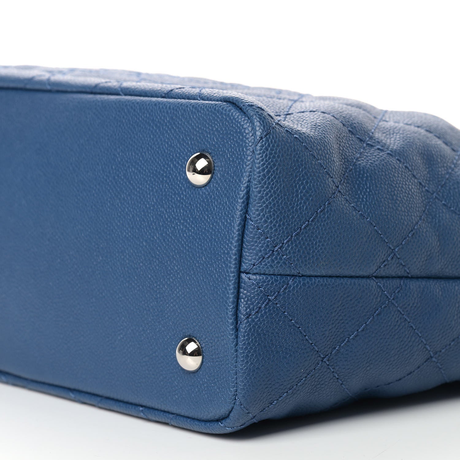 Chanel Grained Calfskin Quilted Small Daily Shopping Tote Blue 10 of 12