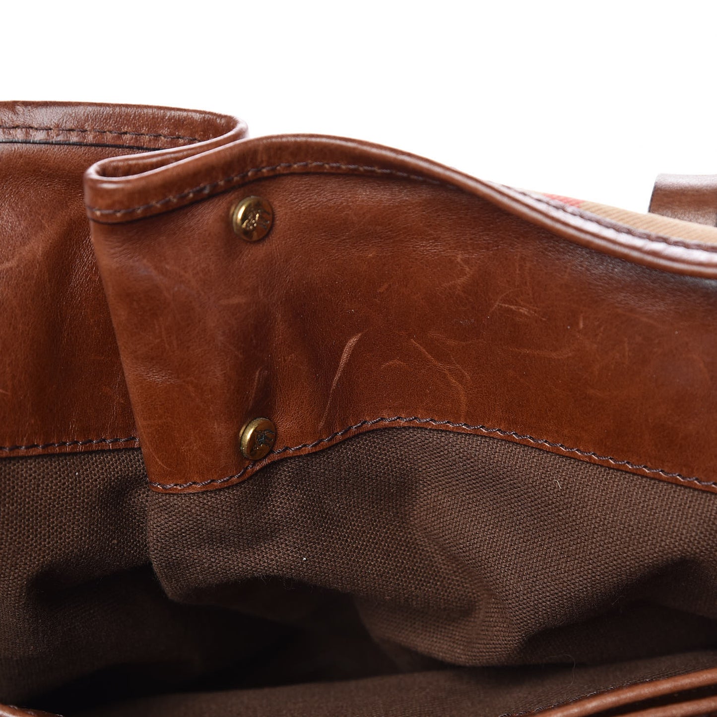 House Check Bridle Calfskin Rowan Tote Dark Tan