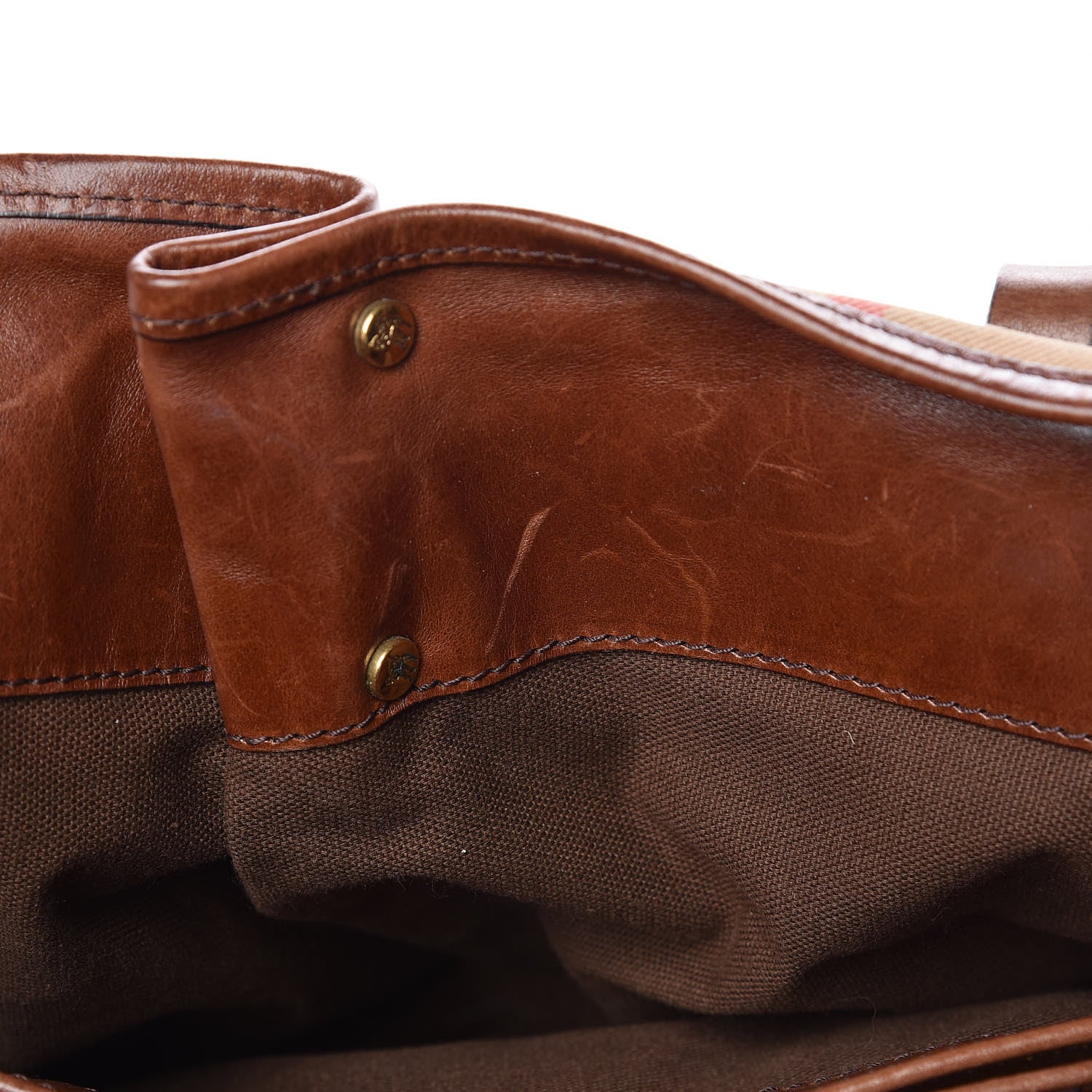 Burberry House Check Bridle Calfskin Rowan Tote Dark Tan 12 of 18