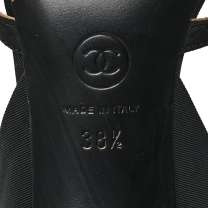 Chanel Satin Grosgrain Pearl Pumps 38.5 Black 7 of 10