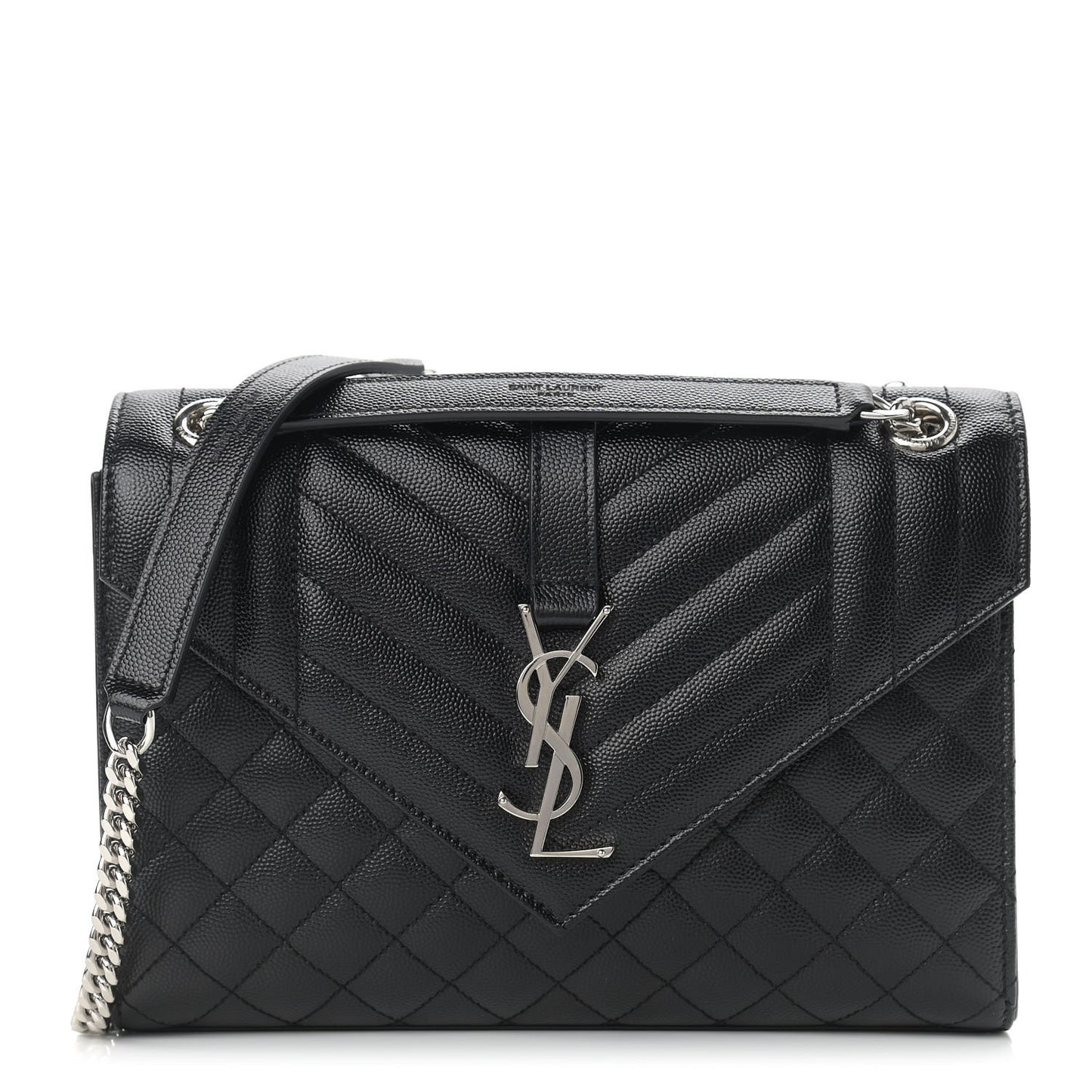 Grain De Poudre Textured Mixed Matelasse Triquilt Medium Monogram Satchel Black