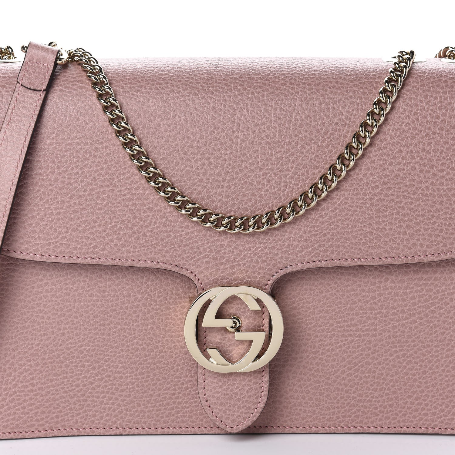 Gucci Dollar Calfskin Interlocking G Shoulder Bag Soft Pink 10 of 10