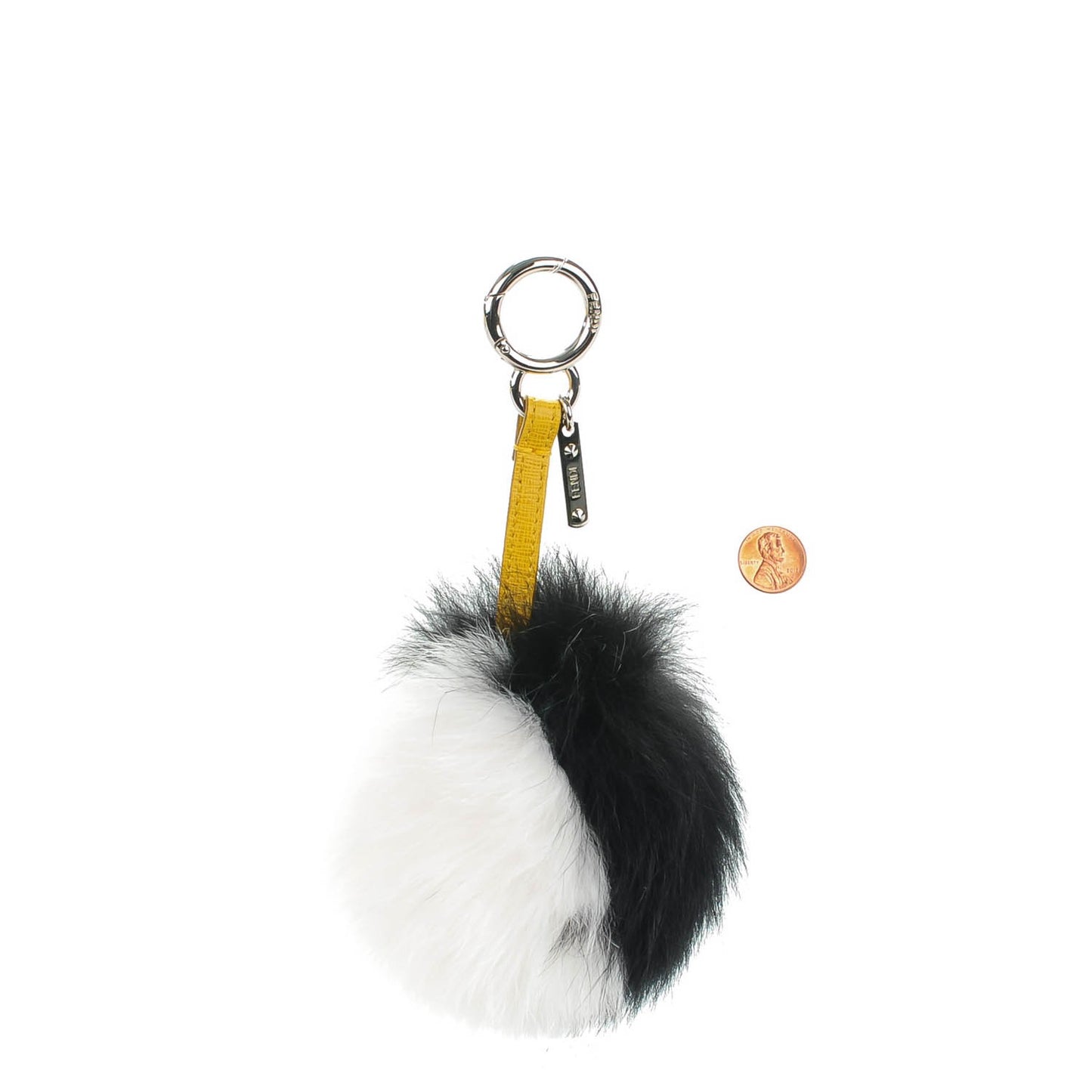 Fox Fur Pom Pom Bag Charm Black White