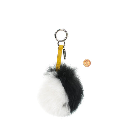 Fendi Fox Fur Pom Pom Bag Charm Black White 2 of 5