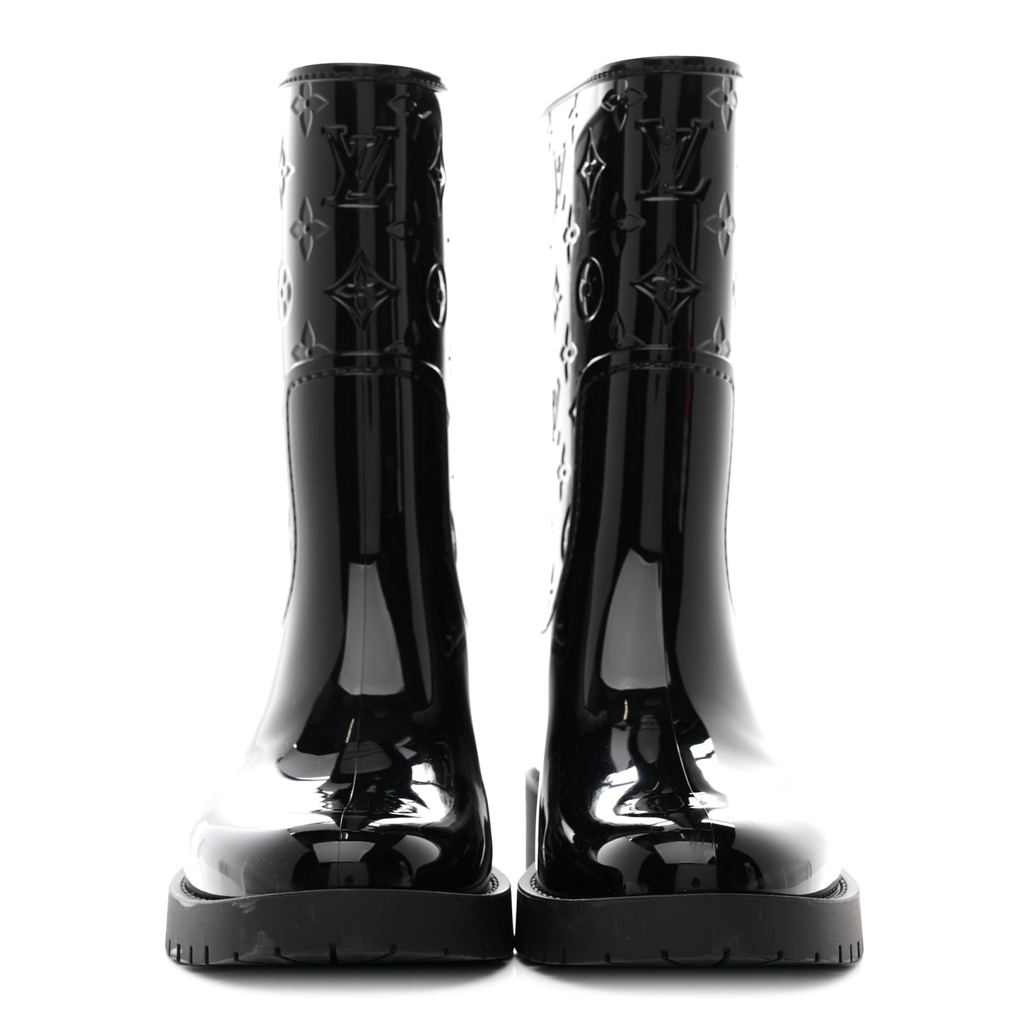 Rubber Embossed Monogram Drops Flat Half Boots 37 Black