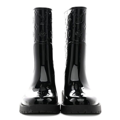 Louis Vuitton Rubber Embossed Monogram Drops Flat Half Boots 37 Black 3 of 9