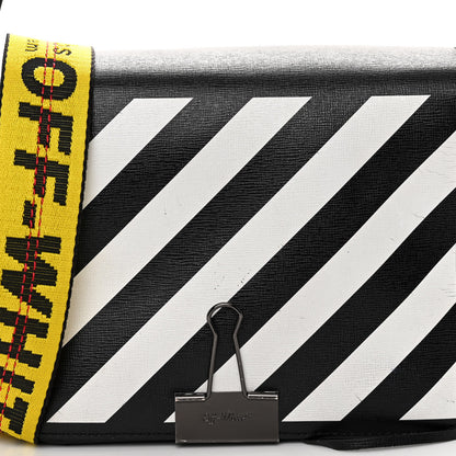Off-White Calfskin Diag Flap Bag Black White 8 of 11