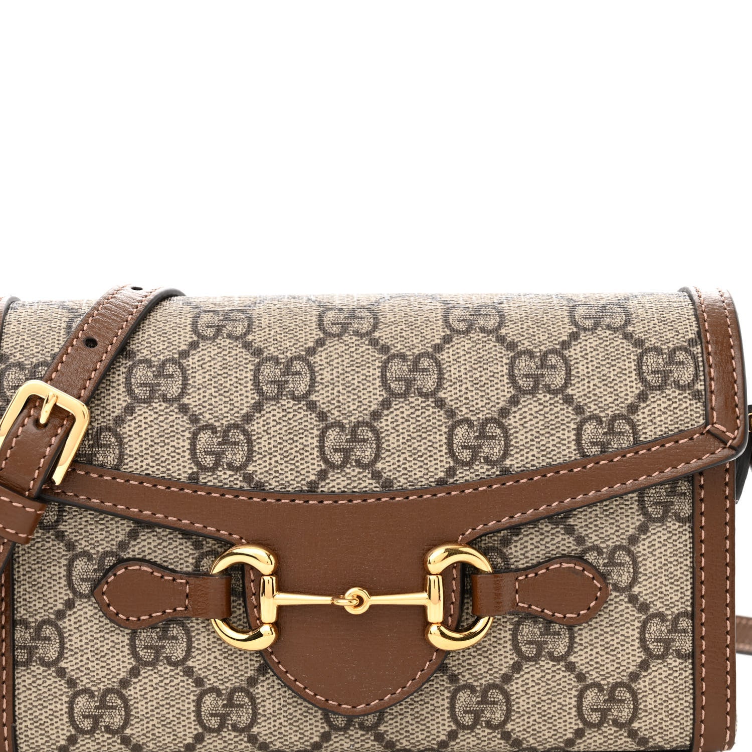 Gucci GG Supreme Monogram Mini Horsebit 1955 Shoulder Bag Beige Brown Sugar 8 of 13