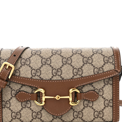 Gucci GG Supreme Monogram Mini Horsebit 1955 Shoulder Bag Beige Brown Sugar 8 of 13