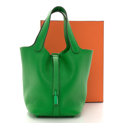 Hermes Taurillon Clemence Monochrome Picotin Lock 18 PM Bambou 11 of 11