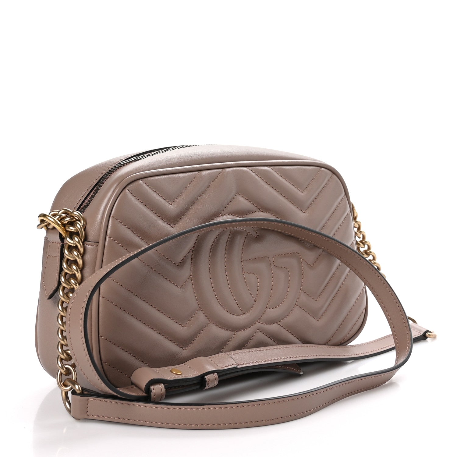 Gucci Calfskin Matelasse Small GG Marmont Chain Shoulder Bag Porcelain Rose 3 of 9