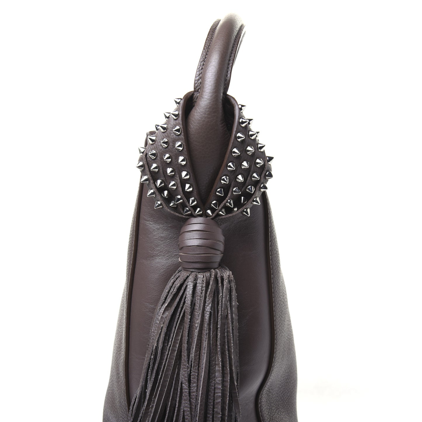 Empire Calf Spikes Fringe Eloise Hobo Grey