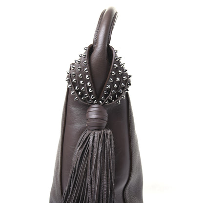 Christian Louboutin Empire Calf Spikes Fringe Eloise Hobo Grey 12 of 22