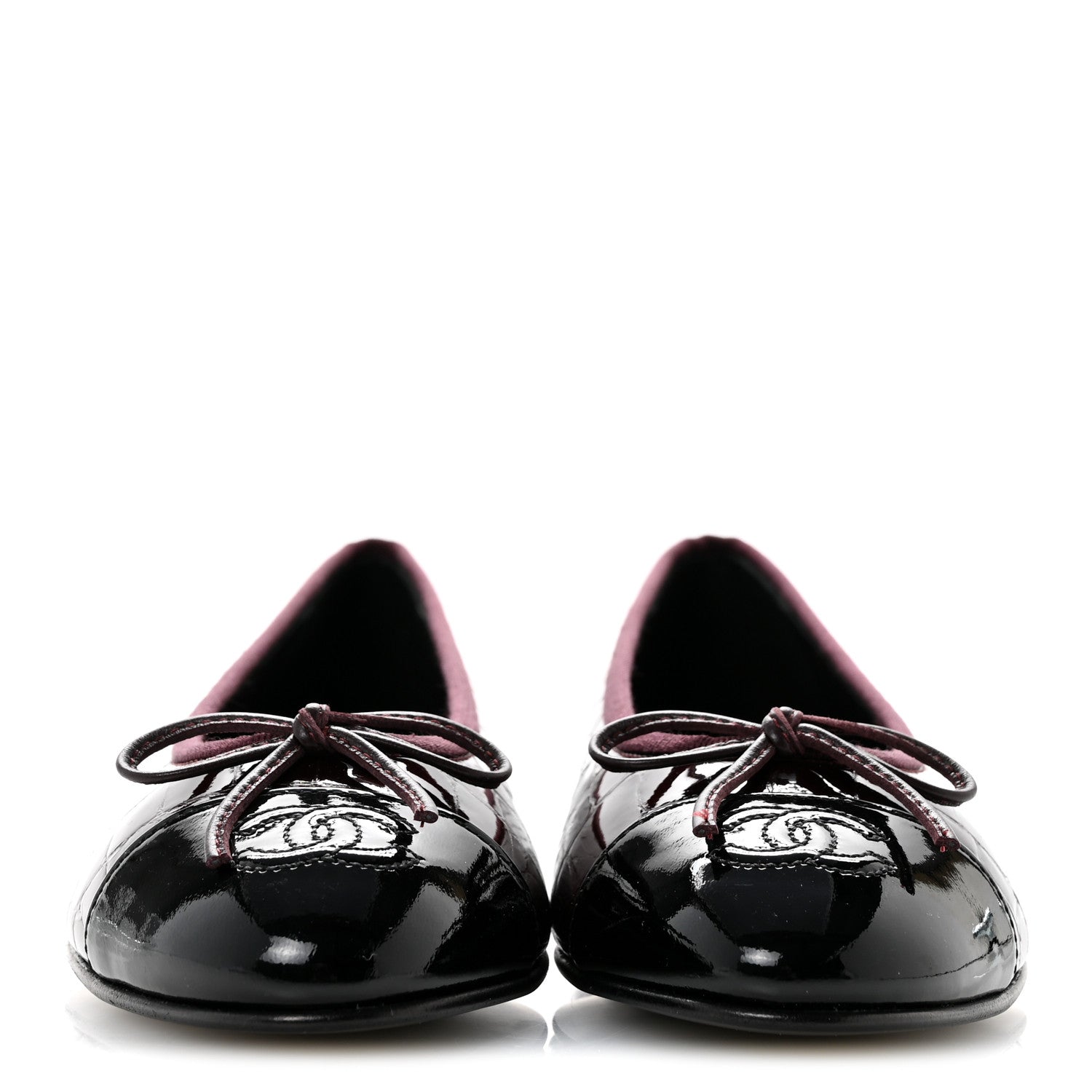 Chanel Crocodile Embossed Patent Cap Toe Ballerina Flats 36.5 Dark Burgundy Black 3 of 10