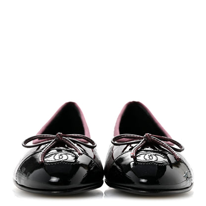 Chanel Crocodile Embossed Patent Cap Toe Ballerina Flats 36.5 Dark Burgundy Black 3 of 10