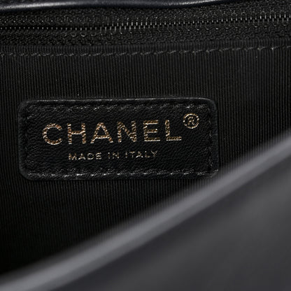 Chanel Lambskin Quilted Medium Graphic Flap Navy Black 6 of 10