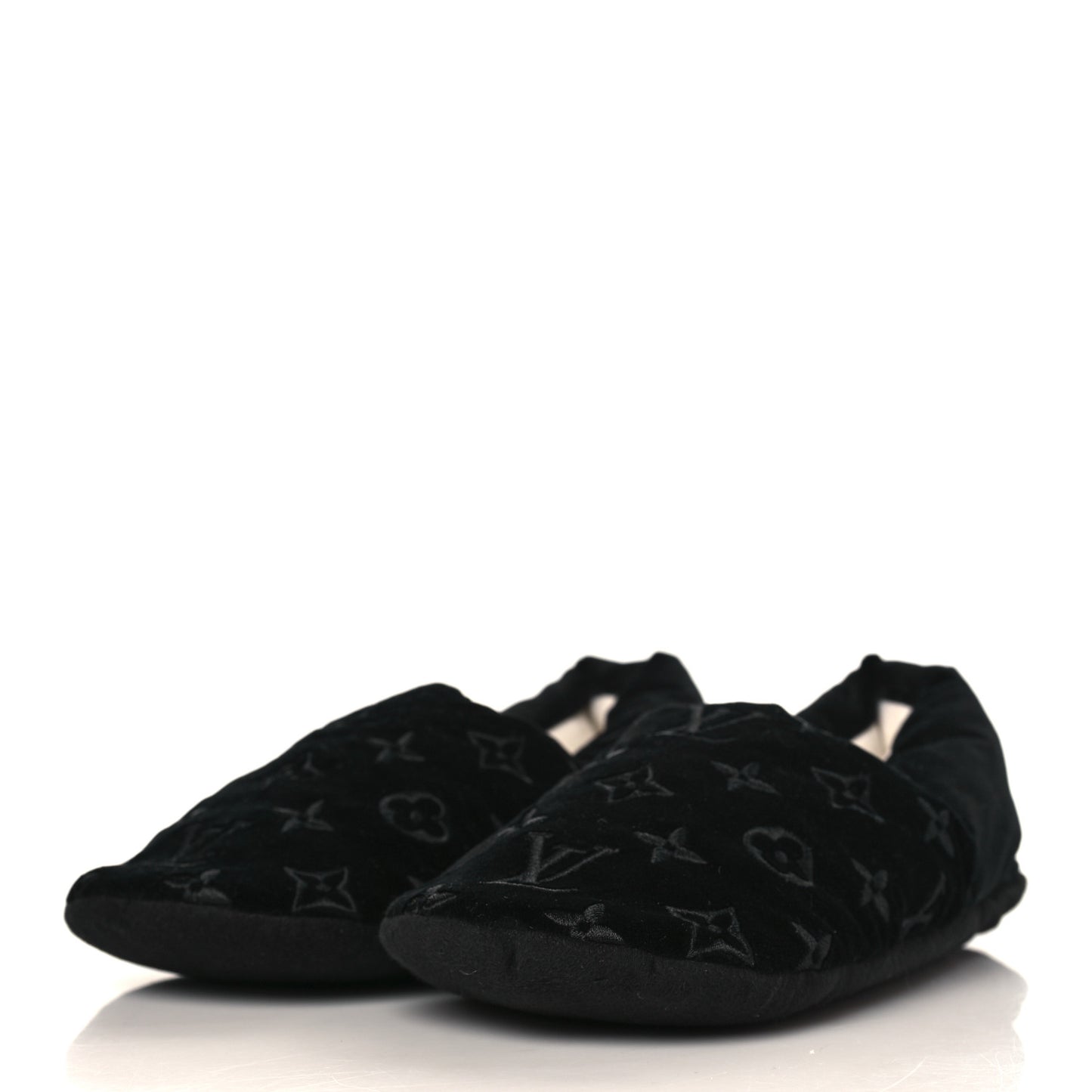 Velvet Embroidered Monogram Dreamy Slipper 36 Black