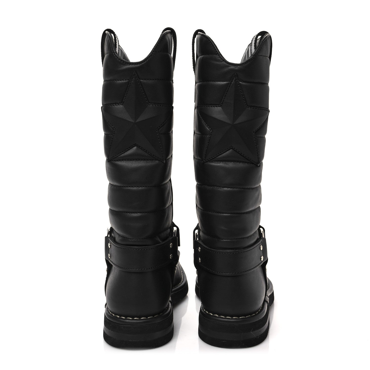 Chanel Oily Calfskin Star Quilted Biker Boots 36.5 Black 5 of 7