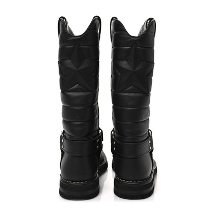 Chanel Oily Calfskin Star Quilted Biker Boots 36.5 Black 5 of 7