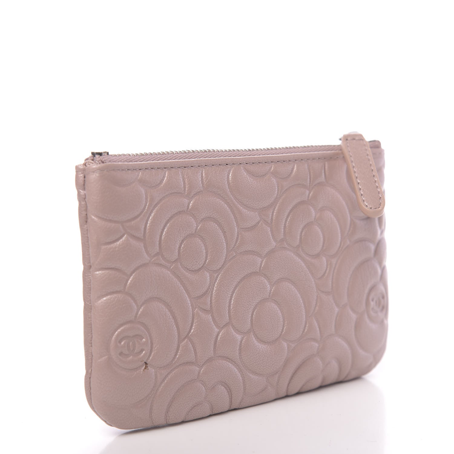 Chanel Goatskin Camellia Embossed Cosmetic Pouch Light Pink 3 of 9