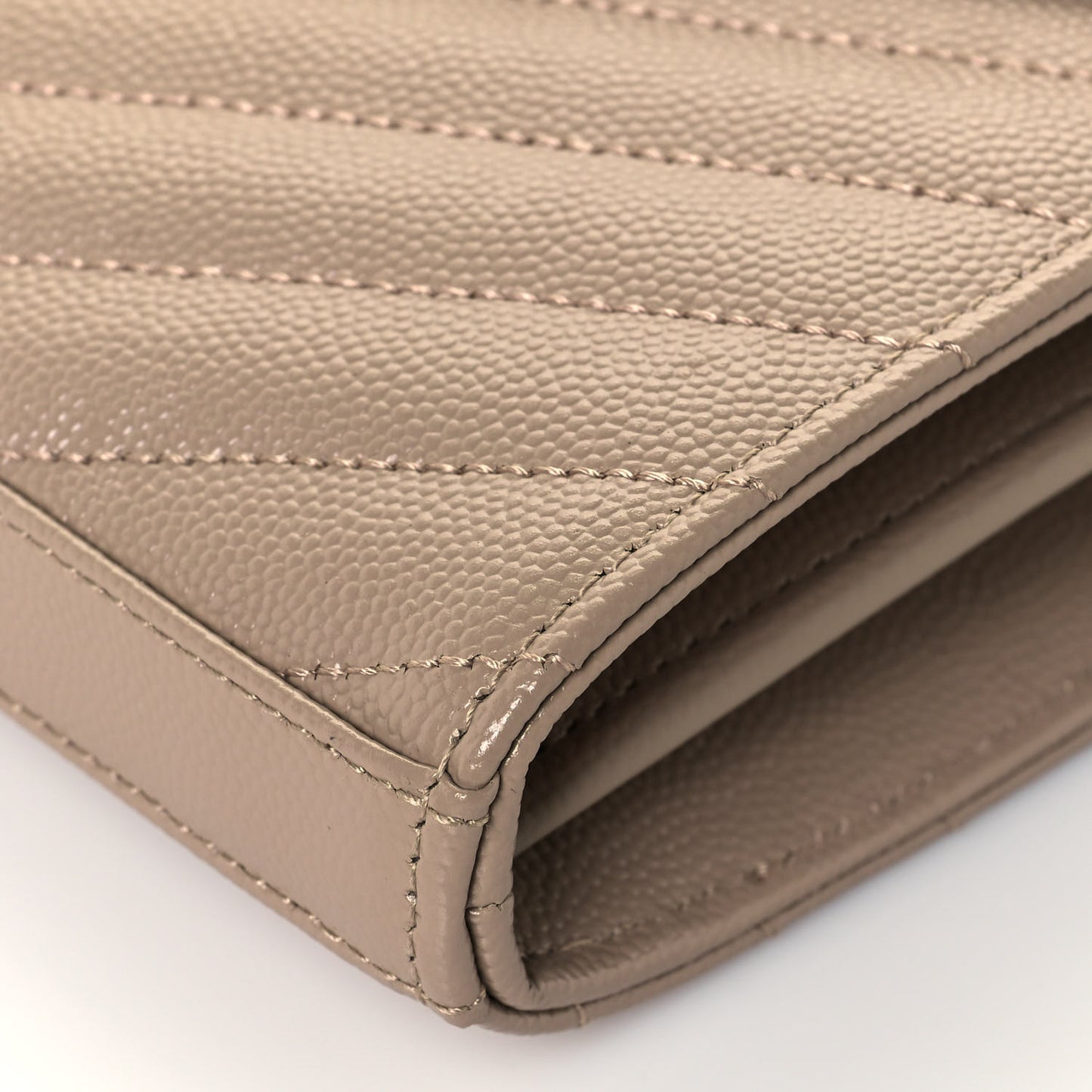 Grain De Poudre Matelasse Chevron Monogram Chain Wallet Deep Beige