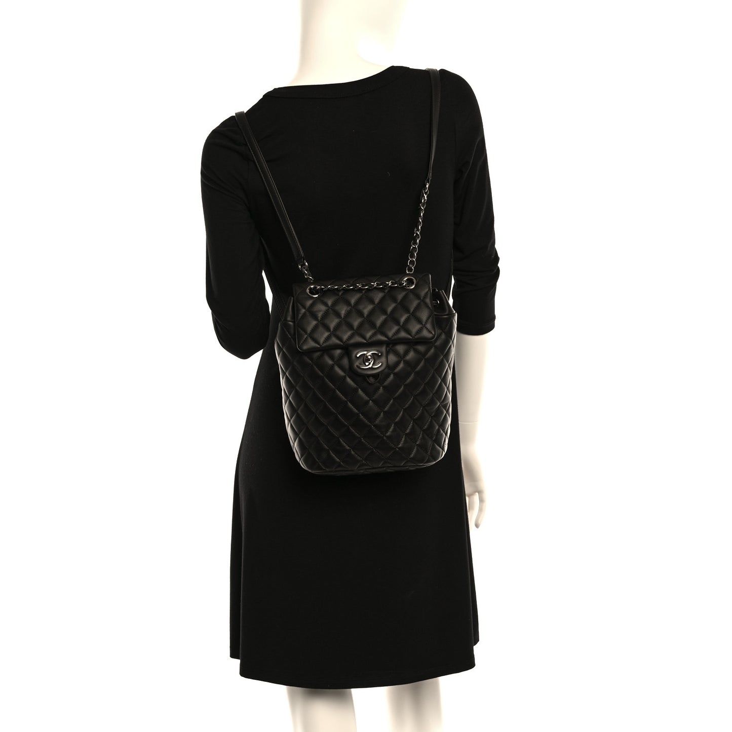 Lambskin Quilted Small Urban Spirit Backpack Black