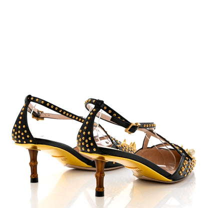 Gucci Malaga Kid Studded Pointed Toe Unia Pumps 36.5 Black 4 of 13
