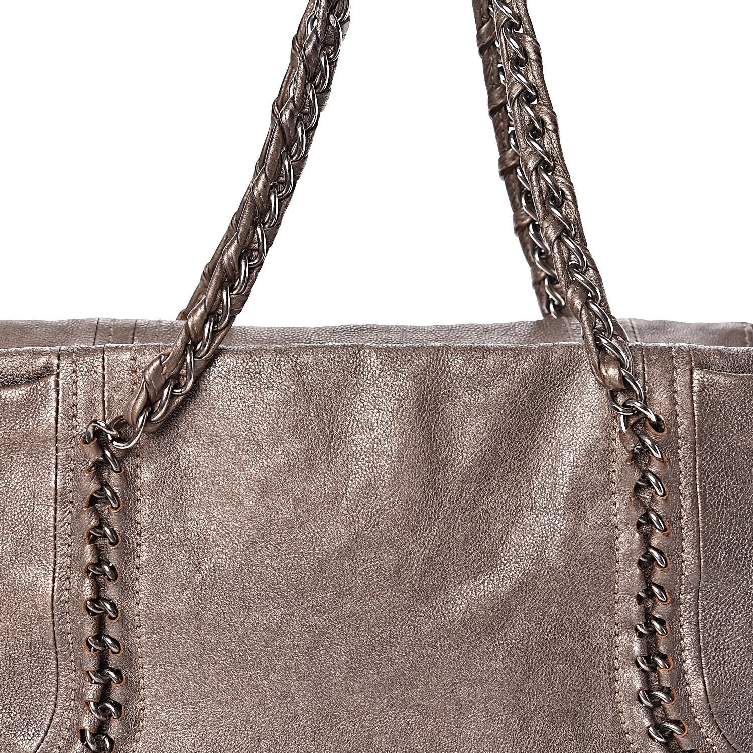 Chanel Metallic Goatskin Luxe Ligne Shoulder Bag Dark Silver 8 of 12