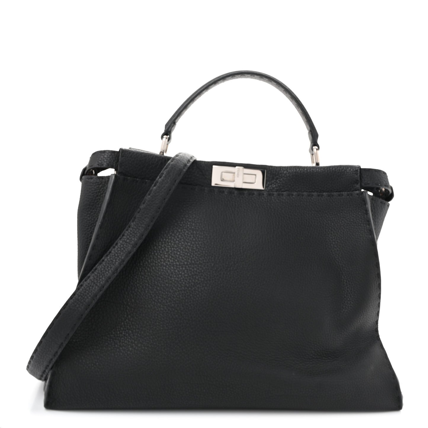Cuoio Romano Selleria Bi-Color Large Peekaboo Iconic Satchel Black Mou