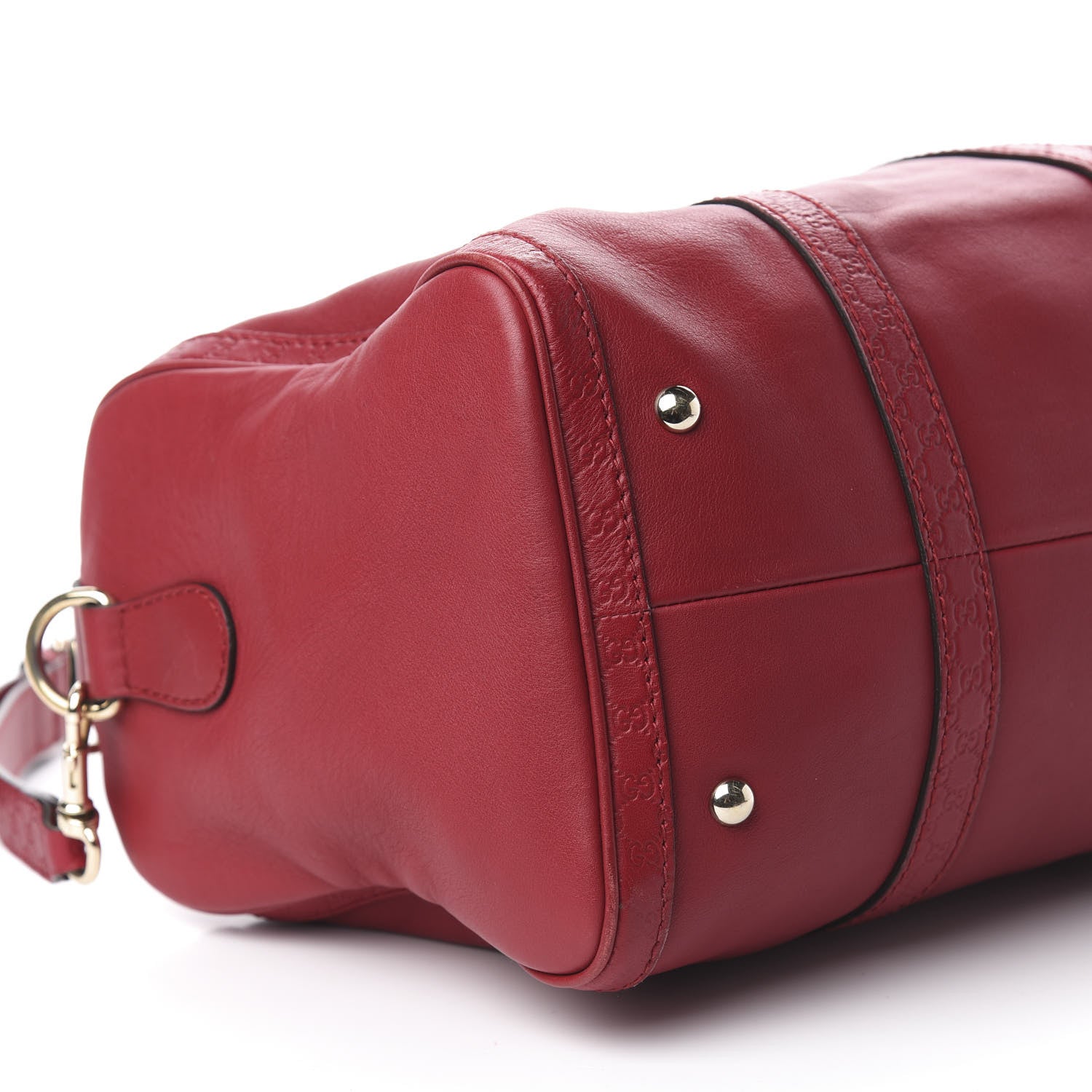 Gucci Calfskin Microguccissima Trim Medium Boston Raspberry Red 9 of 12