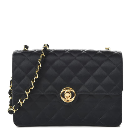 Chanel Satin Quilted Evening Bag Black 1 of 10