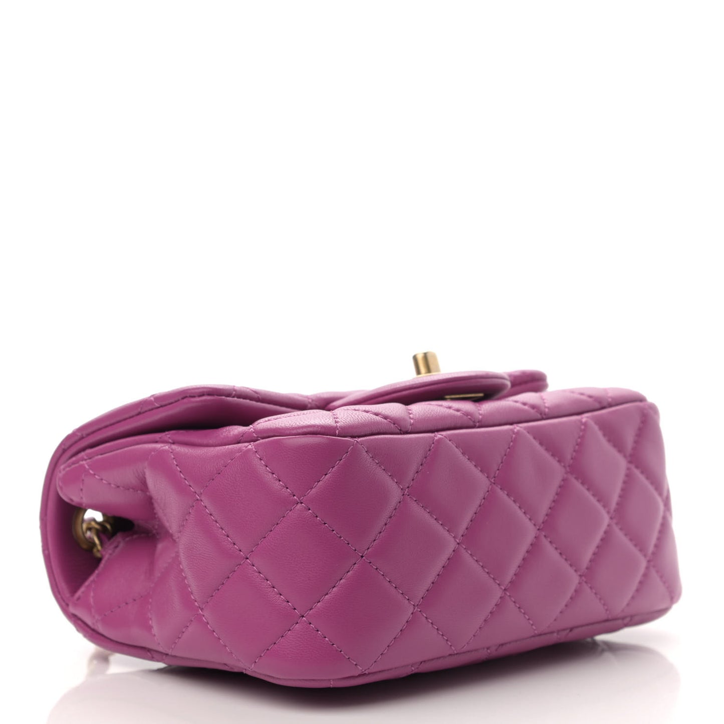 Lambskin Quilted Mini Pearl Crush Flap Purple